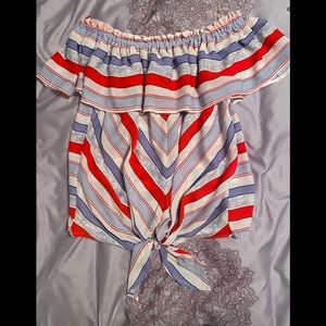 NWT Express red,white and blue off the shoulder top